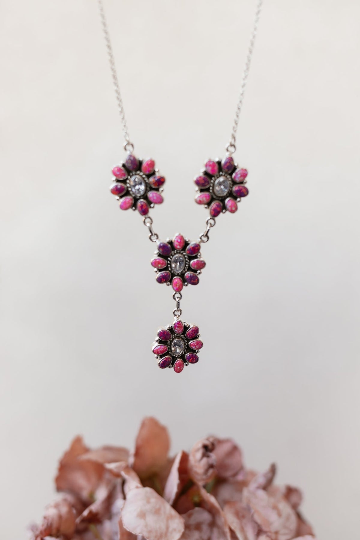 Lariat Blossom Stone Necklace-Lariat and Y Necklaces-Krush Kandy, Women's Online Fashion Boutique Located in Phoenix, Arizona (Scottsdale Area)