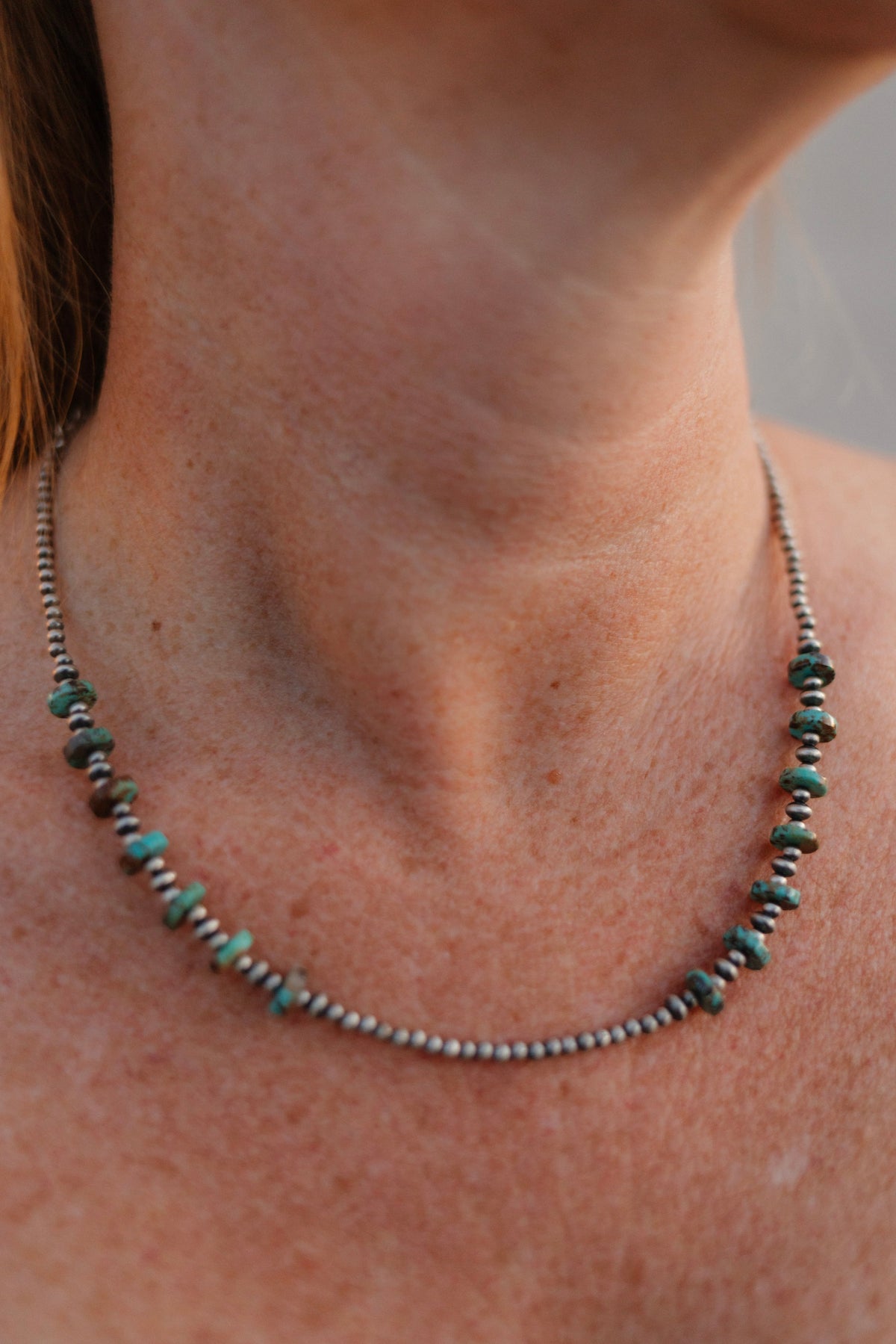 Turquoise Slab & Mini Desert Pearl Necklace-Lariat and Y Necklaces-Krush Kandy, Women's Online Fashion Boutique Located in Phoenix, Arizona (Scottsdale Area)