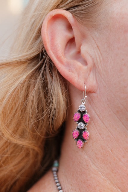 Opal & Crystal Stone Earrings-Drop Earrings-Krush Kandy, Women's Online Fashion Boutique Located in Phoenix, Arizona (Scottsdale Area)