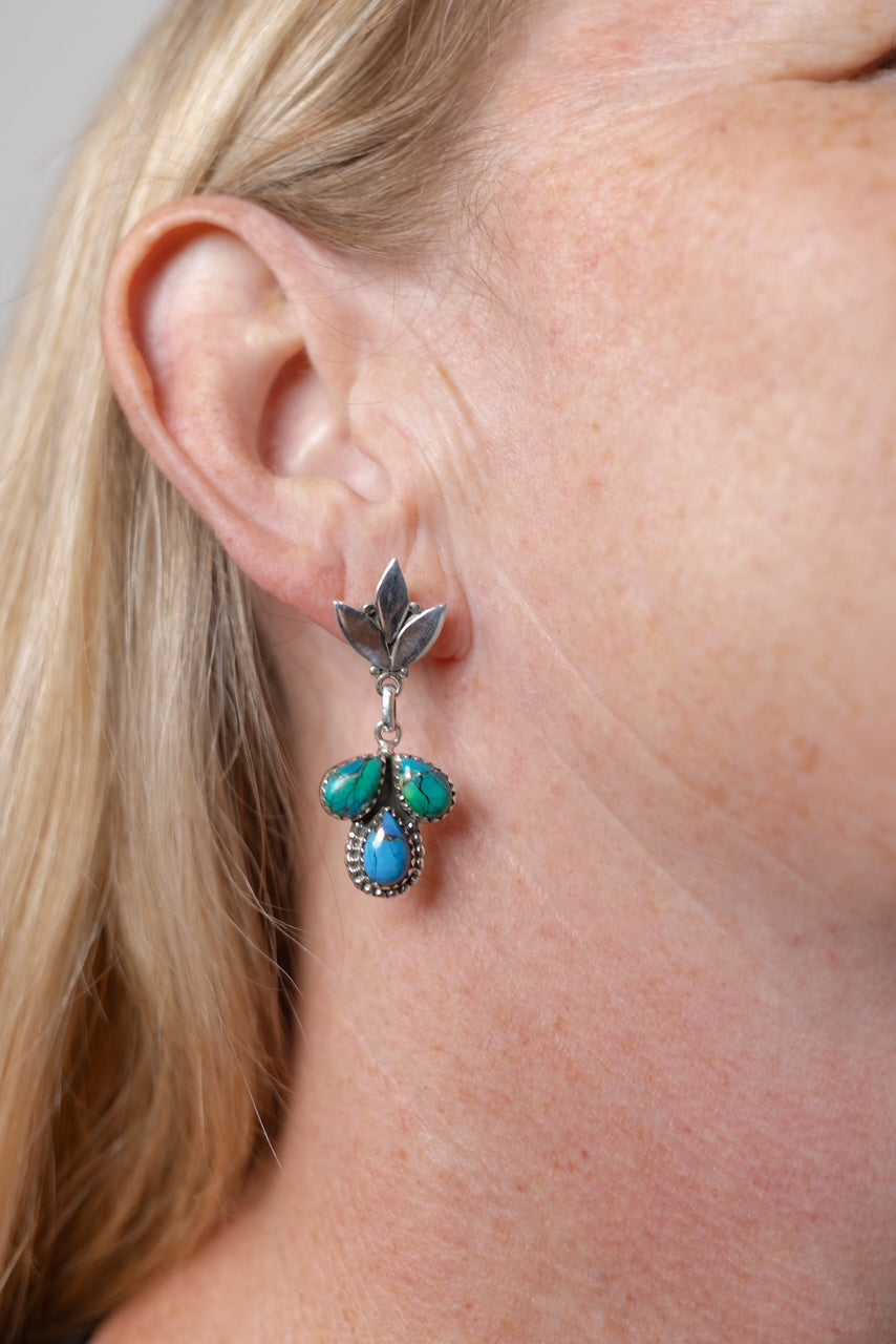 Vibrant Soul Peacock Dahlia Earrings-Earrings-Krush Kandy, Women's Online Fashion Boutique Located in Phoenix, Arizona (Scottsdale Area)