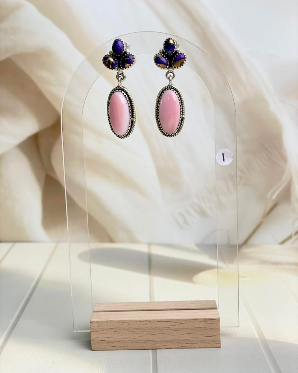 Pink Conch & Berry Dahlia Earrings-Earrings-Krush Kandy, Women's Online Fashion Boutique Located in Phoenix, Arizona (Scottsdale Area)
