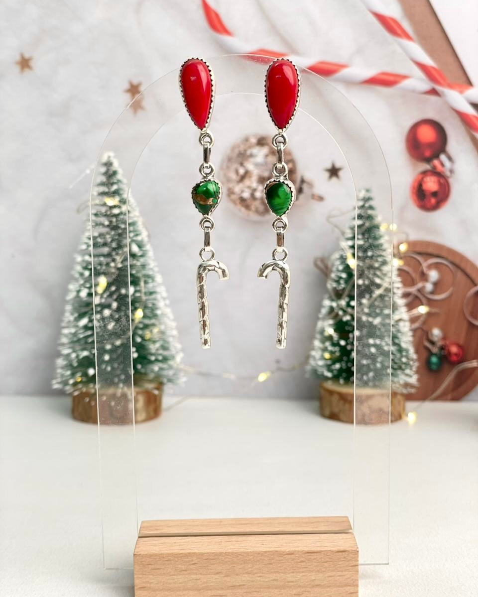 Christmas in Kandyland Candy Cane Dangle Studs-Earrings-Krush Kandy, Women's Online Fashion Boutique Located in Phoenix, Arizona (Scottsdale Area)