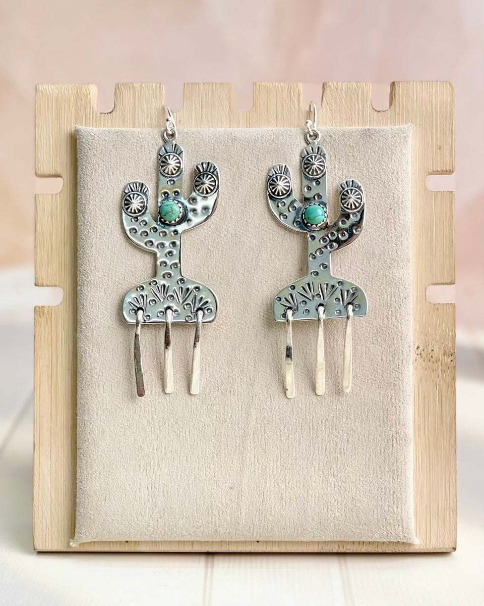 Boho Fringe Cactus Dangle Earrings-Earrings-Krush Kandy, Women's Online Fashion Boutique Located in Phoenix, Arizona (Scottsdale Area)