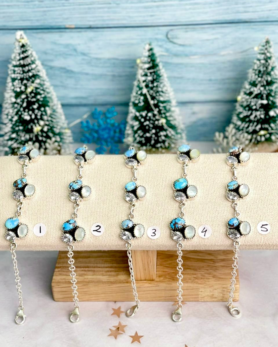 Winter Frost Golden Hills, White Shell & Crystal Bracelet-Bracelets-Krush Kandy, Women's Online Fashion Boutique Located in Phoenix, Arizona (Scottsdale Area)