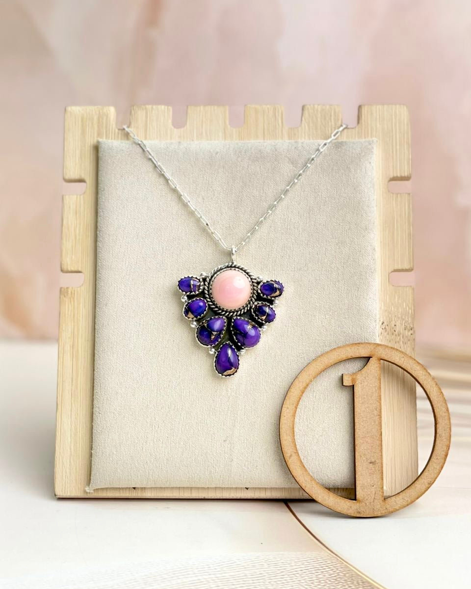 Pink Conch & Berry Dahlia Cluster Necklace-Necklaces-Krush Kandy, Women's Online Fashion Boutique Located in Phoenix, Arizona (Scottsdale Area)