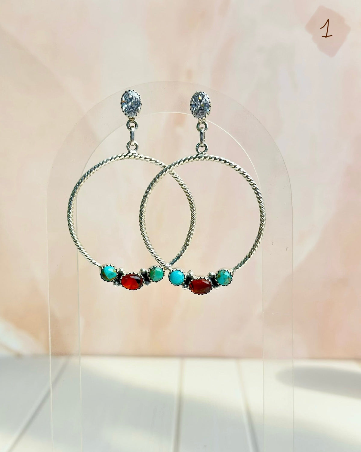 Amber, Turquoise & Crystal Boho Hoops-Earrings-Krush Kandy, Women's Online Fashion Boutique Located in Phoenix, Arizona (Scottsdale Area)