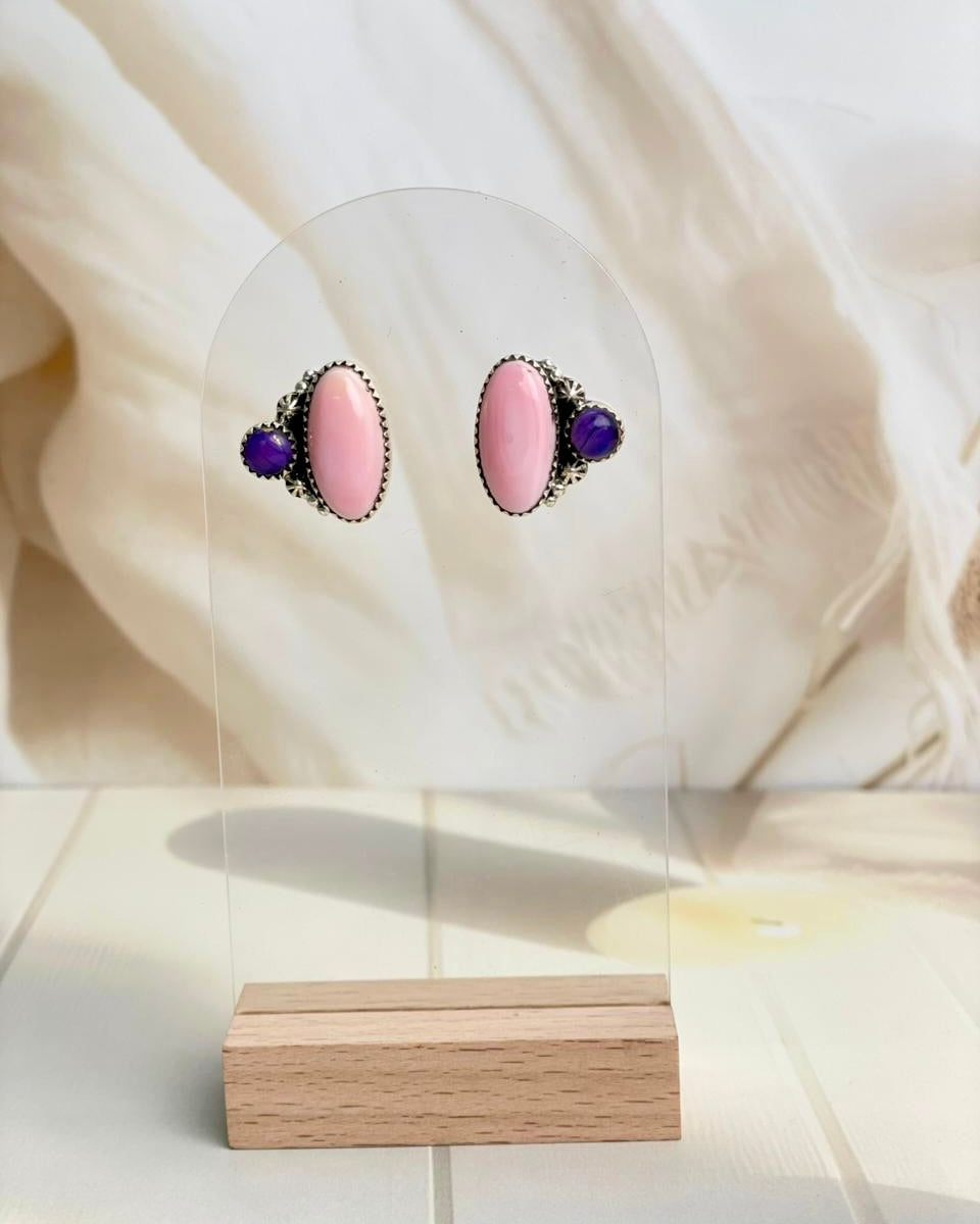 Pink Conch & Berry Dahlia Earrings-Earrings-Krush Kandy, Women's Online Fashion Boutique Located in Phoenix, Arizona (Scottsdale Area)