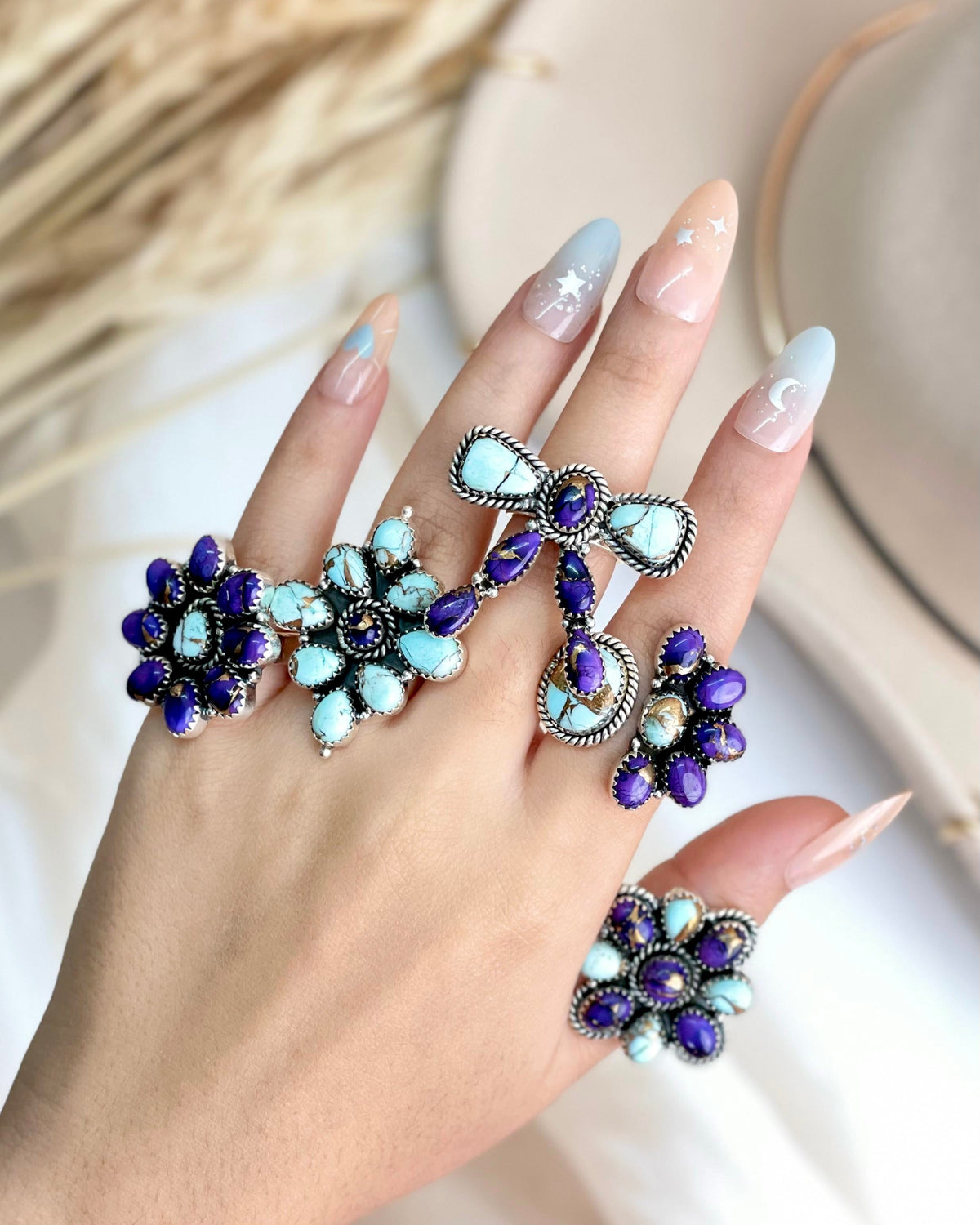 Berry Dahlia Multi Ring Clusters-Rings-Krush Kandy, Women's Online Fashion Boutique Located in Phoenix, Arizona (Scottsdale Area)