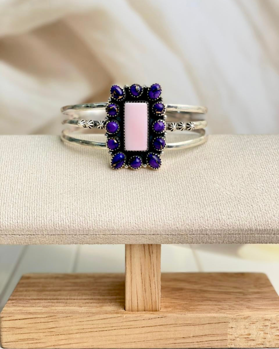 Pink Conch & Berry Dahlia Statement Cuffs-Bracelets-Krush Kandy, Women's Online Fashion Boutique Located in Phoenix, Arizona (Scottsdale Area)