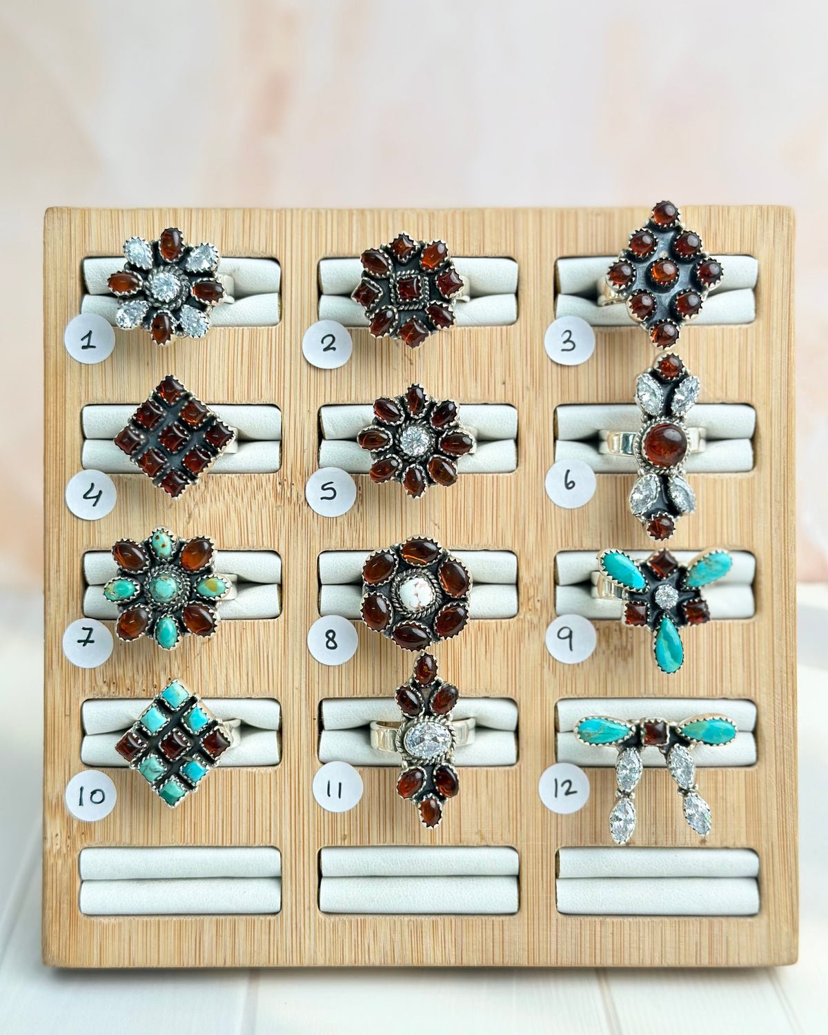 Amber, Turquoise & Crystal One of a Kind Rings-Rings-Krush Kandy, Women's Online Fashion Boutique Located in Phoenix, Arizona (Scottsdale Area)