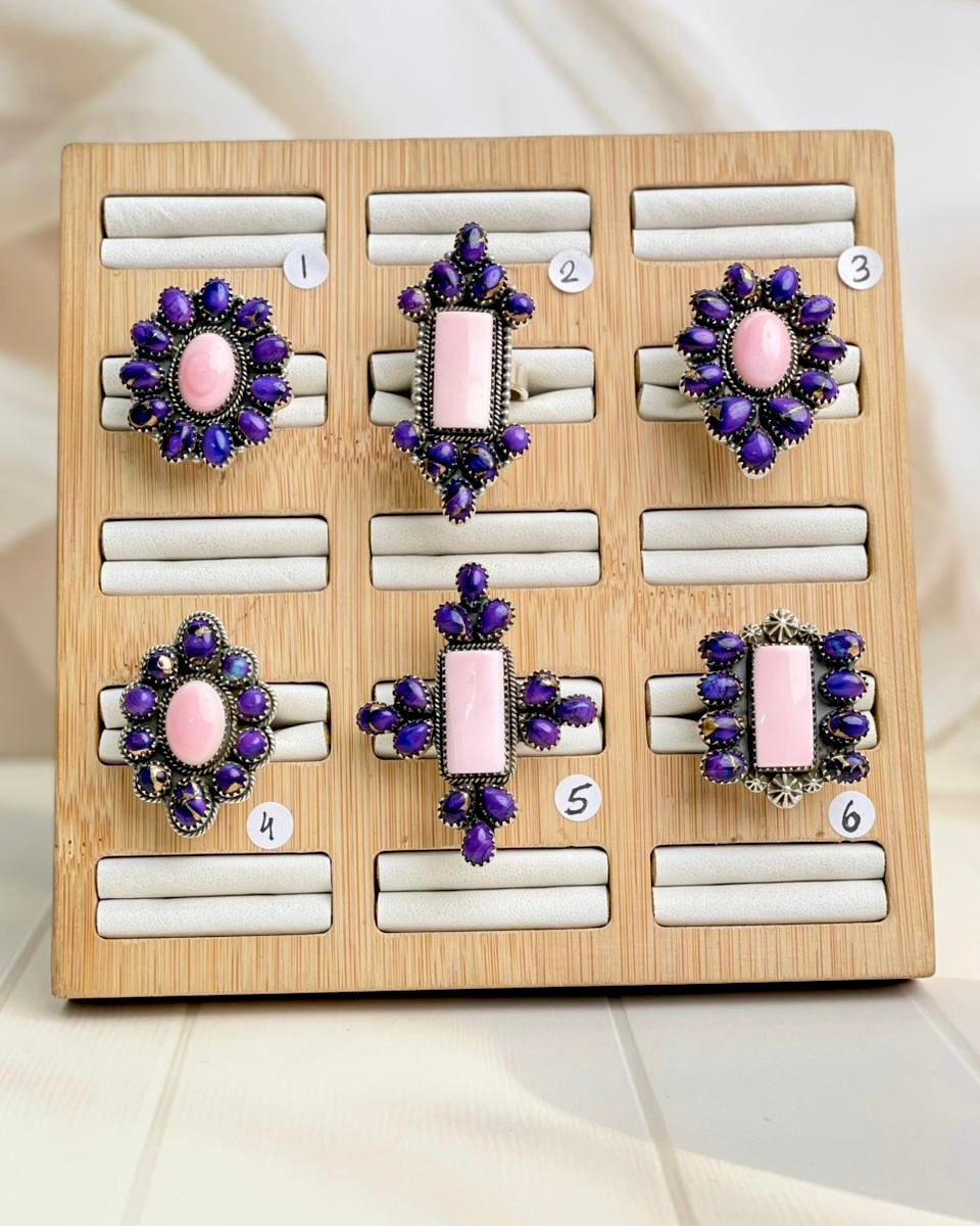 Pink Conch & Berry Dahlia Cluster Rings-Rings-Krush Kandy, Women's Online Fashion Boutique Located in Phoenix, Arizona (Scottsdale Area)