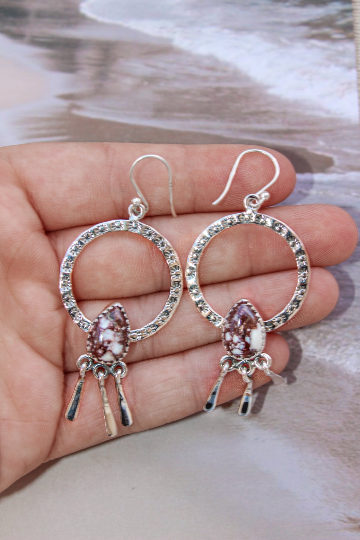 Sunny Stamped Stone Fringe Earrings PREORDER-Drop Earrings-Krush Kandy, Women's Online Fashion Boutique Located in Phoenix, Arizona (Scottsdale Area)