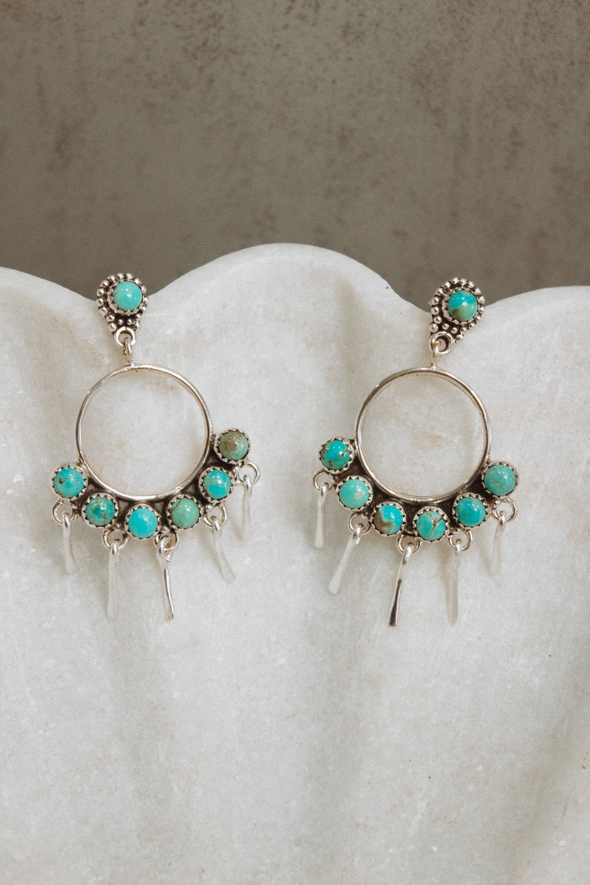 7 Jewel Hoop Studded Dangle Earring-Drop Earrings-Krush Kandy, Women's Online Fashion Boutique Located in Phoenix, Arizona (Scottsdale Area)