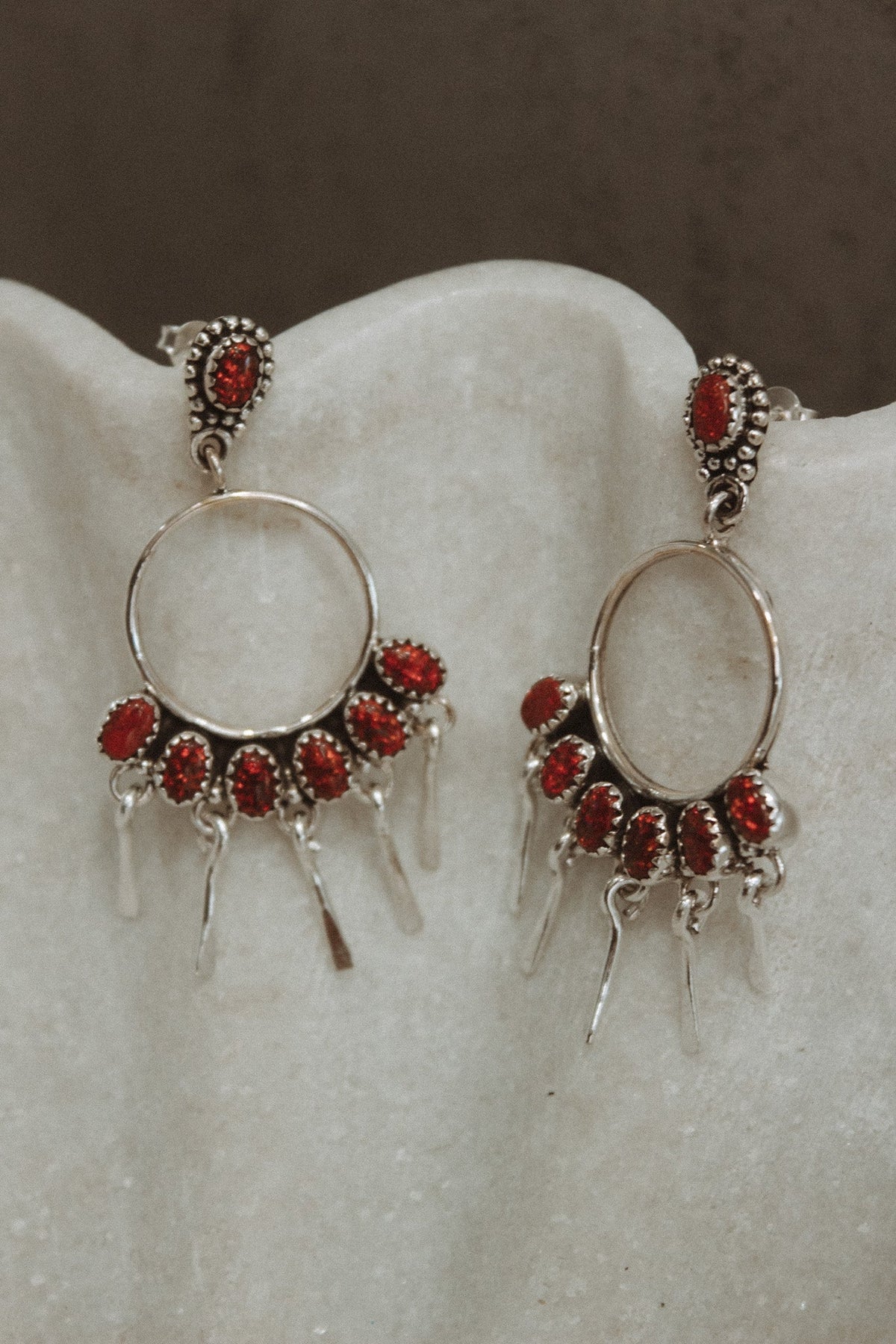 7 Jewel Hoop Studded Dangle Earring-Drop Earrings-Krush Kandy, Women's Online Fashion Boutique Located in Phoenix, Arizona (Scottsdale Area)