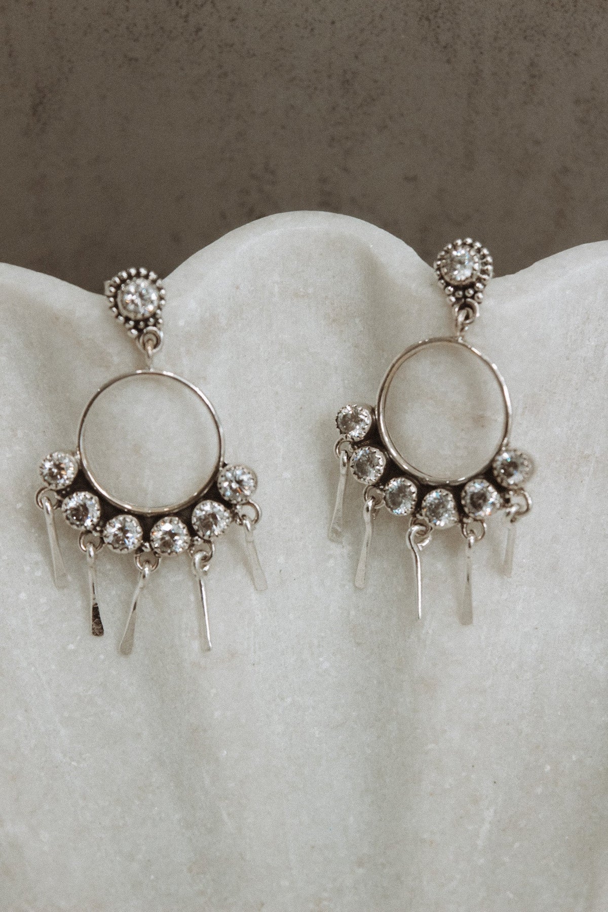 7 Jewel Hoop Studded Dangle Earring-Drop Earrings-Krush Kandy, Women's Online Fashion Boutique Located in Phoenix, Arizona (Scottsdale Area)