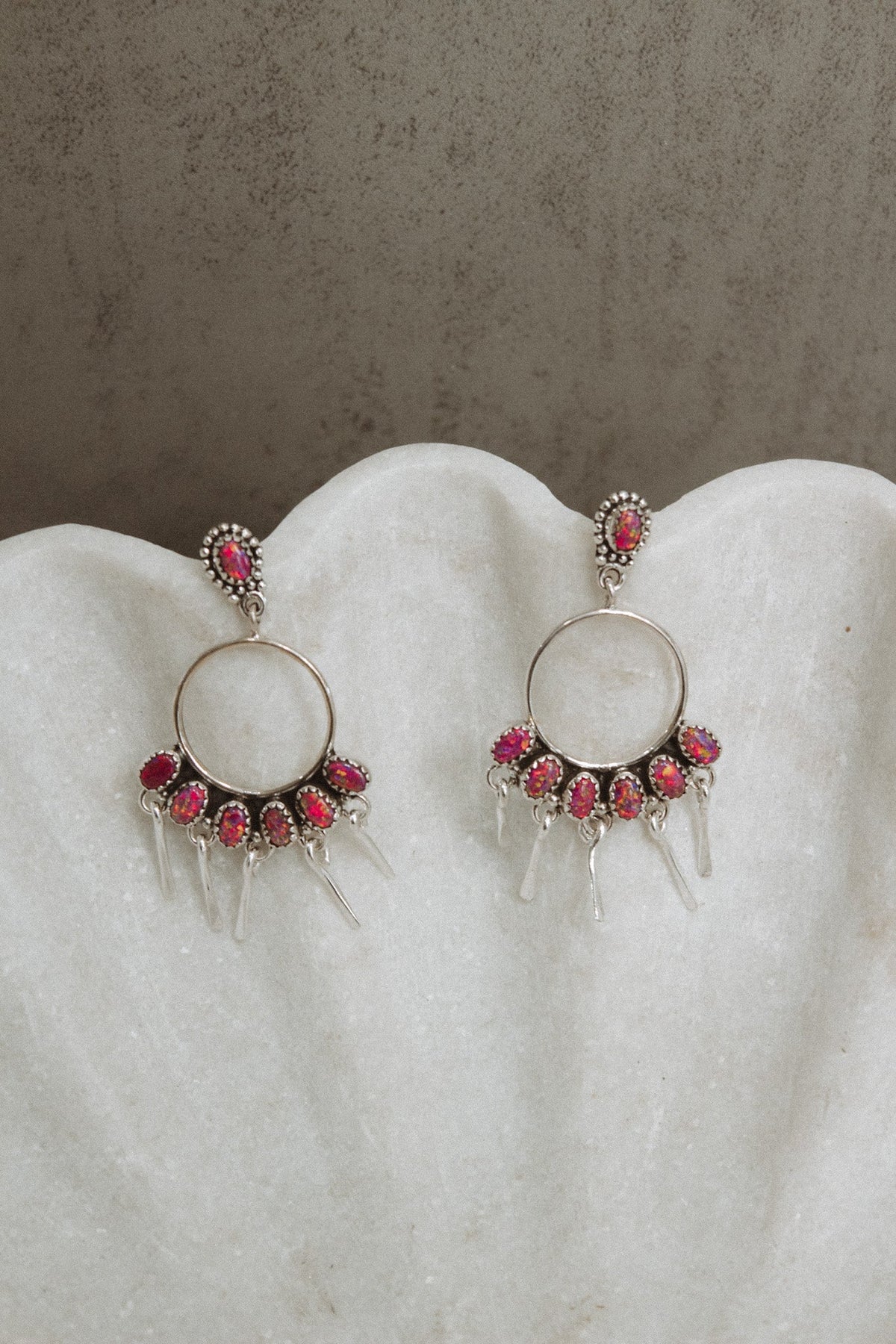 7 Jewel Hoop Studded Dangle Earring-Drop Earrings-Krush Kandy, Women's Online Fashion Boutique Located in Phoenix, Arizona (Scottsdale Area)