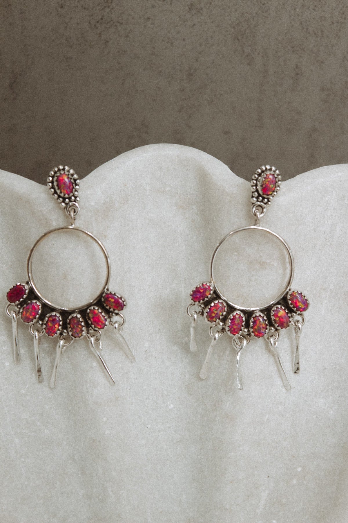 7 Jewel Hoop Studded Dangle Earring-Drop Earrings-Krush Kandy, Women's Online Fashion Boutique Located in Phoenix, Arizona (Scottsdale Area)
