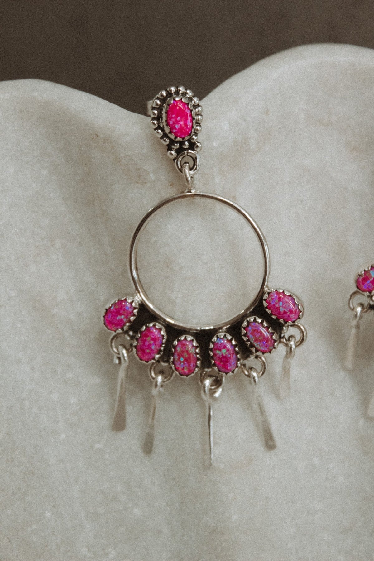 7 Jewel Hoop Studded Dangle Earring-Drop Earrings-Krush Kandy, Women's Online Fashion Boutique Located in Phoenix, Arizona (Scottsdale Area)