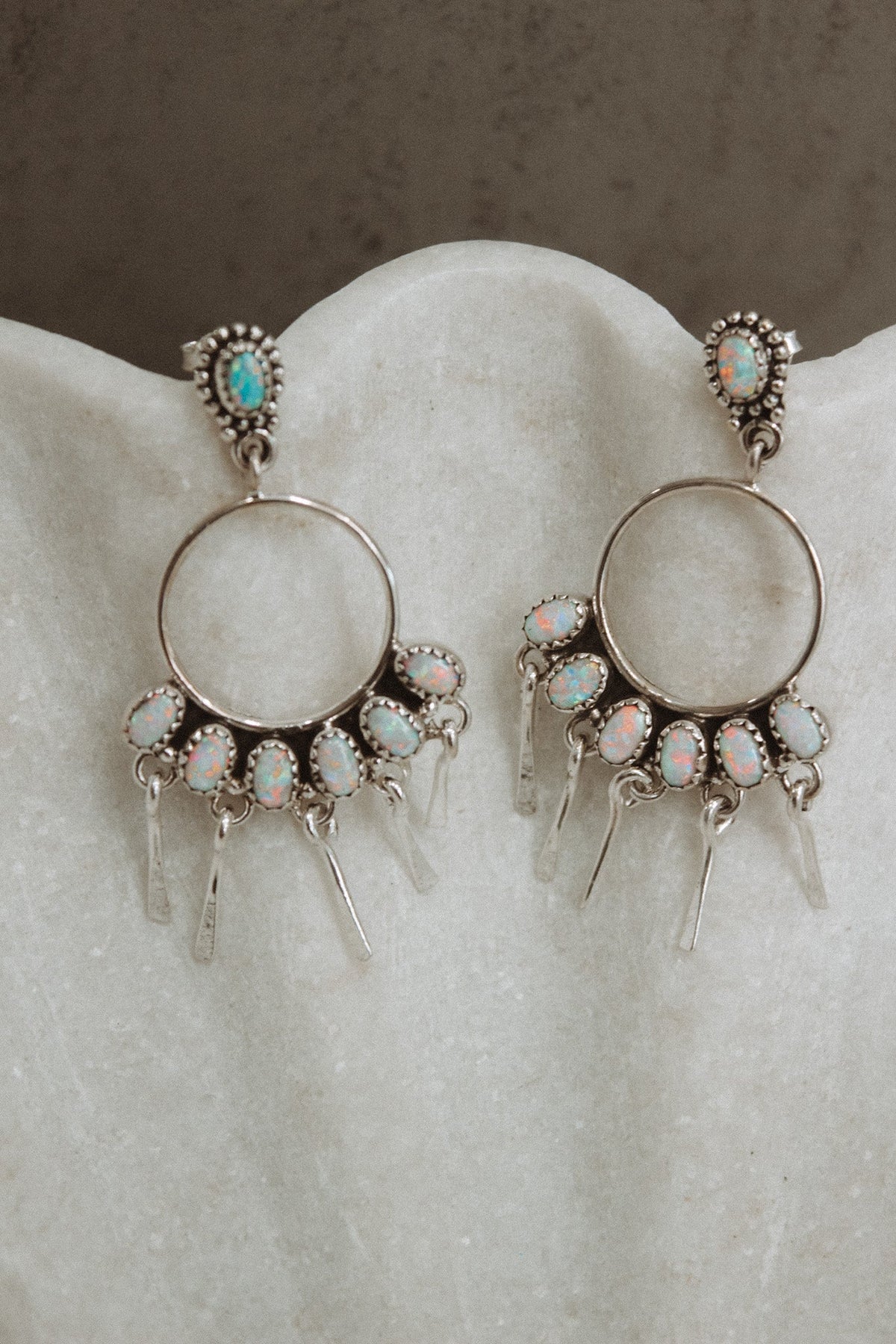 7 Jewel Hoop Studded Dangle Earring-Drop Earrings-Krush Kandy, Women's Online Fashion Boutique Located in Phoenix, Arizona (Scottsdale Area)