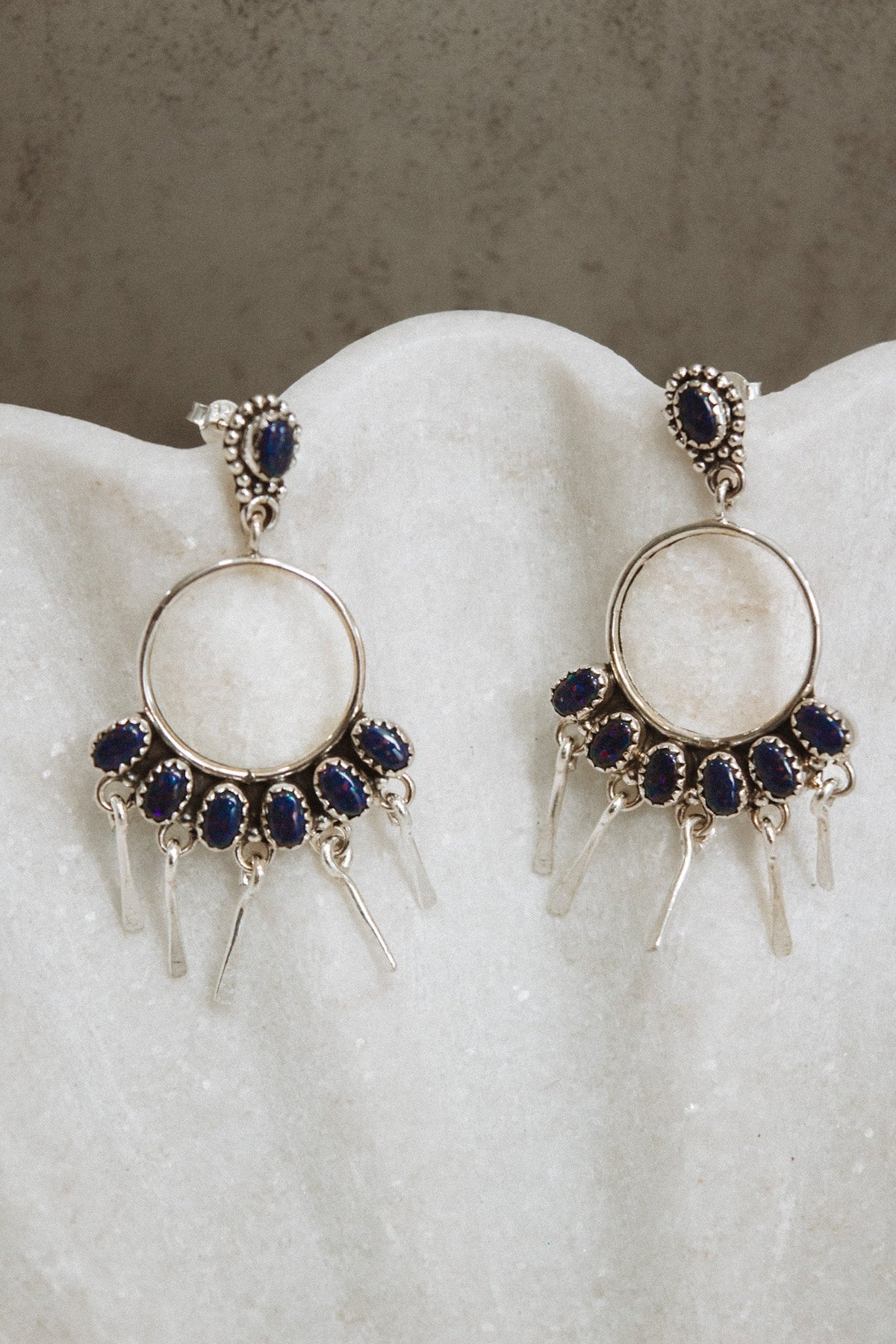 7 Jewel Hoop Studded Dangle Earring-Drop Earrings-Krush Kandy, Women's Online Fashion Boutique Located in Phoenix, Arizona (Scottsdale Area)