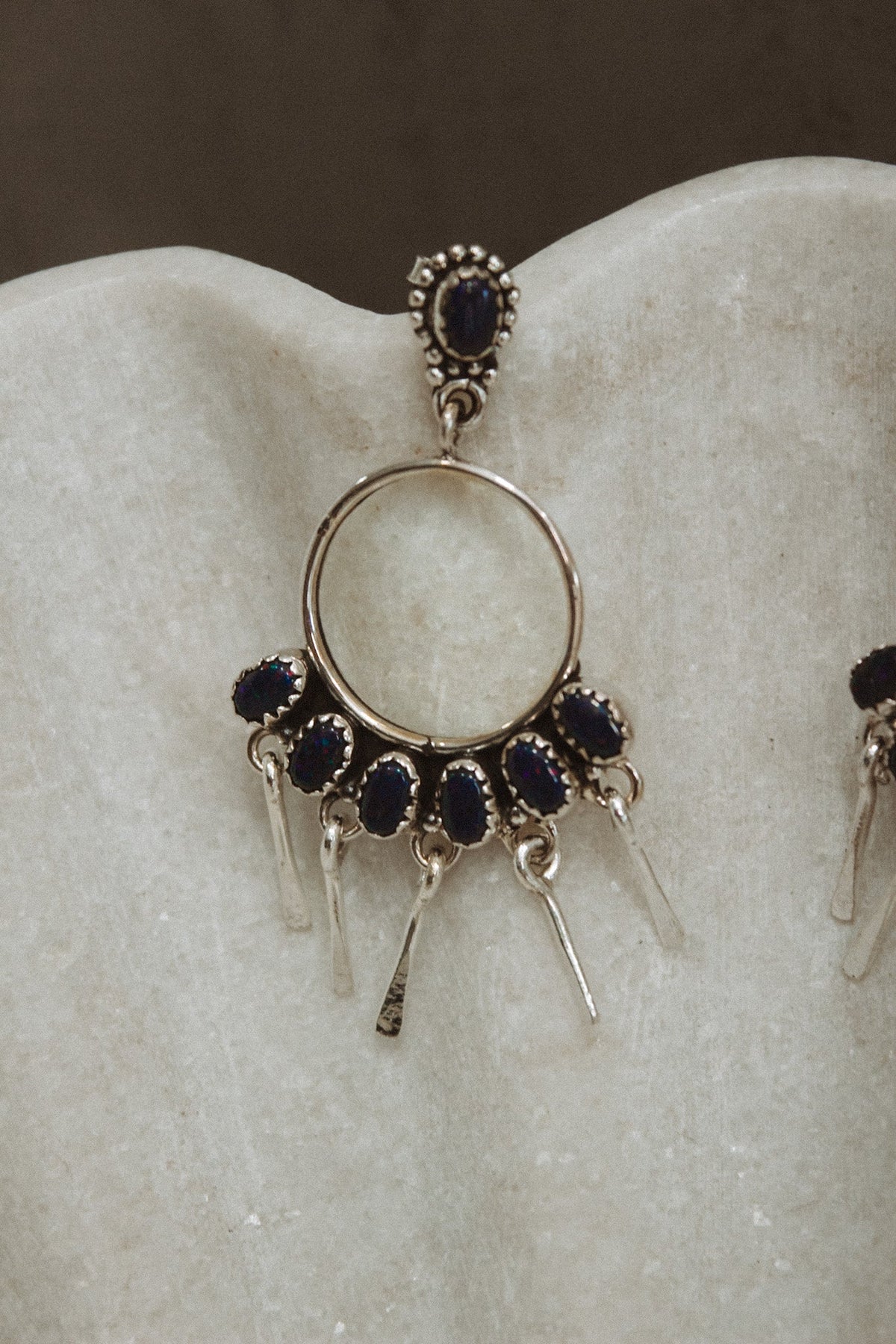 7 Jewel Hoop Studded Dangle Earring-Drop Earrings-Krush Kandy, Women's Online Fashion Boutique Located in Phoenix, Arizona (Scottsdale Area)
