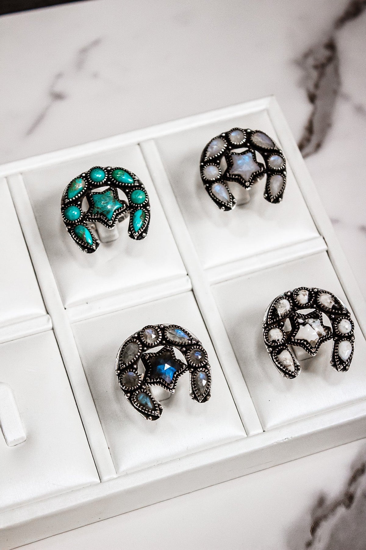 Horseshoe & Star Stone Cluster Ring-Cluster Rings-Krush Kandy, Women's Online Fashion Boutique Located in Phoenix, Arizona (Scottsdale Area)