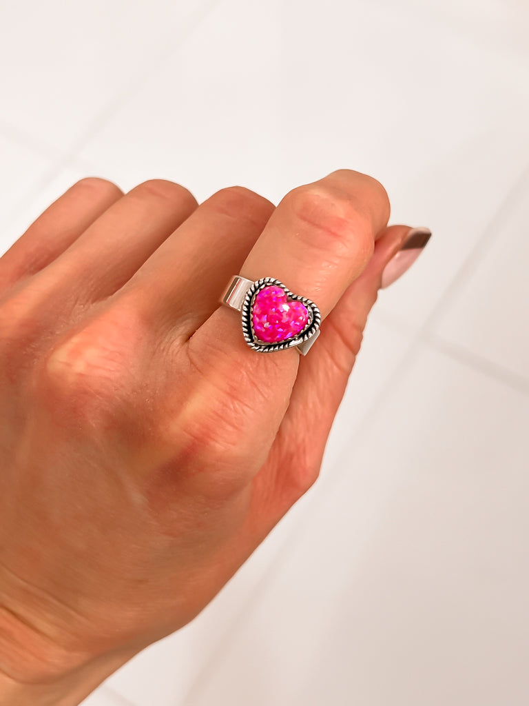 Solid Band Heart Single Stone Ring-Statement Rings-Krush Kandy, Women's Online Fashion Boutique Located in Phoenix, Arizona (Scottsdale Area)