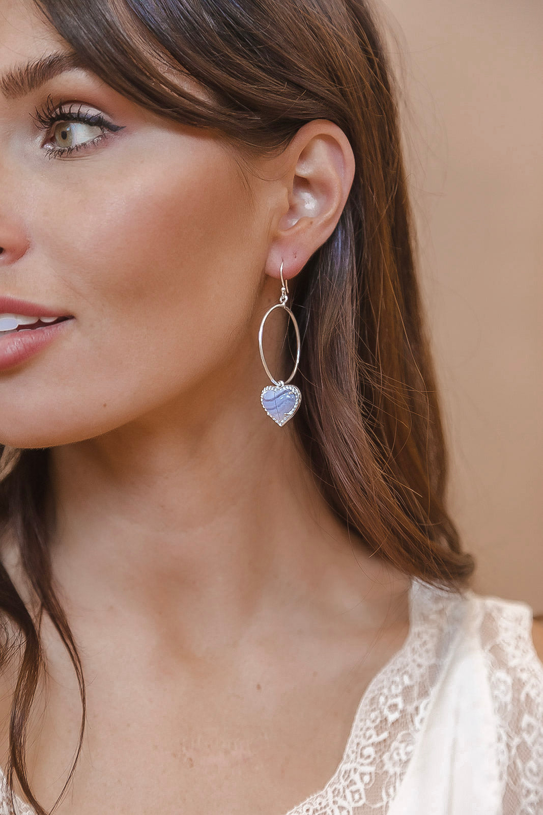 With All My Love Stone Heart Drop Hoop Earring-Earrings-Krush Kandy, Women's Online Fashion Boutique Located in Phoenix, Arizona (Scottsdale Area)