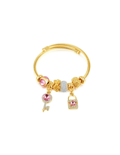 Rhinestone Key Trend Charm Bracelet-Bracelets-Krush Kandy, Women's Online Fashion Boutique Located in Phoenix, Arizona (Scottsdale Area)