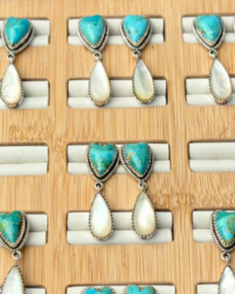 Lovers' Quarrel Turquoise & White Shell-Earrings-Krush Kandy, Women's Online Fashion Boutique Located in Phoenix, Arizona (Scottsdale Area)