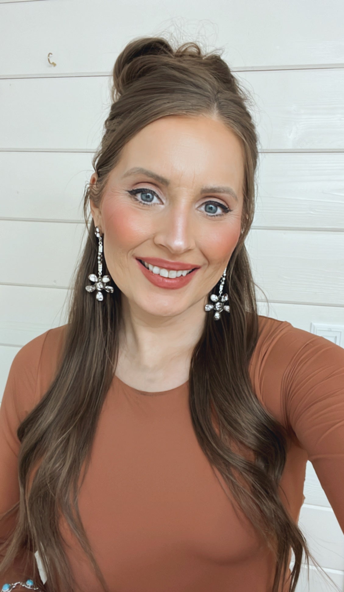 Soul Sister Flower Sterling Silver & Stone Earrings MADE TO ORDER-Drop Earrings-Krush Kandy, Women's Online Fashion Boutique Located in Phoenix, Arizona (Scottsdale Area)