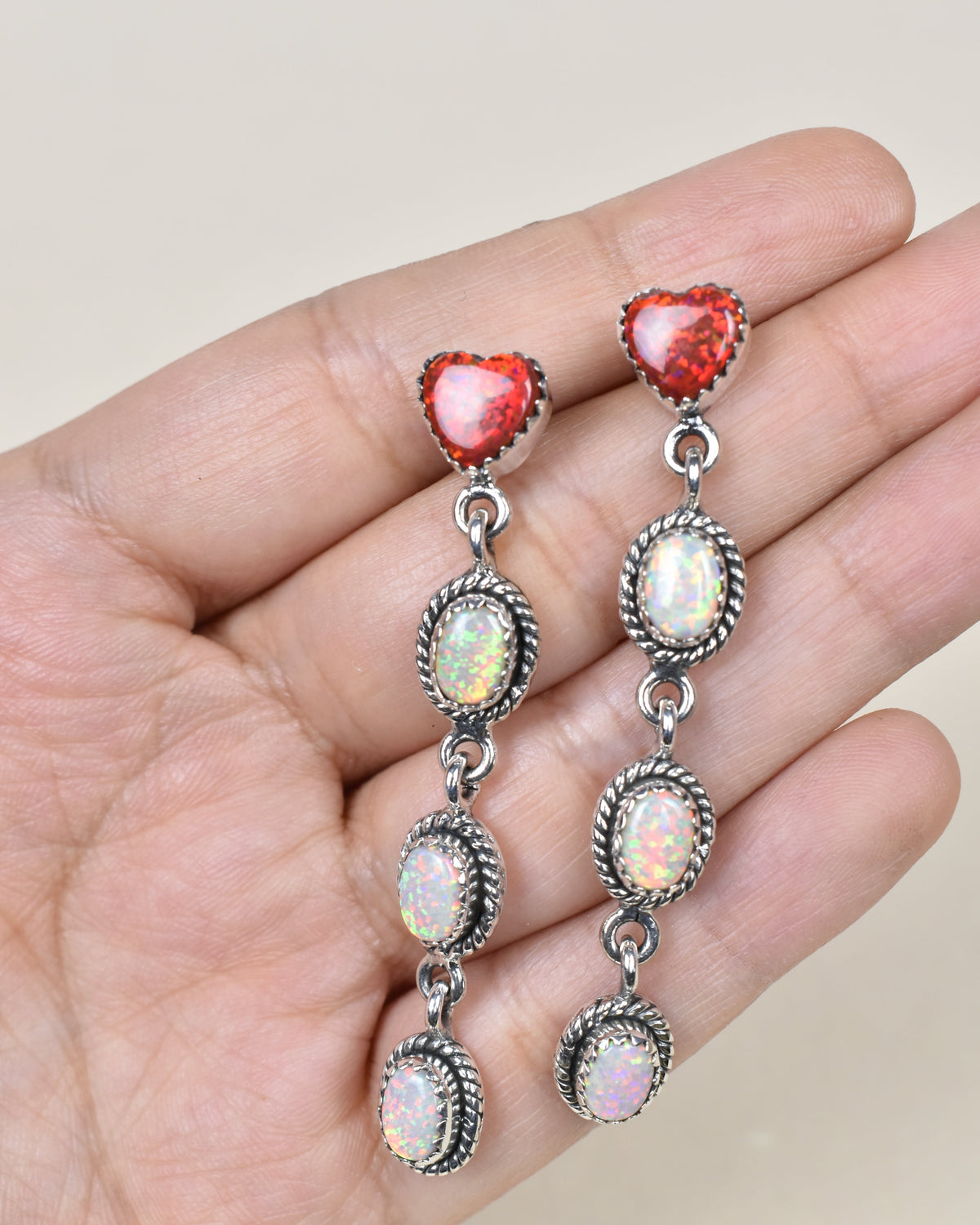 Heart And Stone Dangle Earrings-Drop Earrings-Krush Kandy, Women's Online Fashion Boutique Located in Phoenix, Arizona (Scottsdale Area)