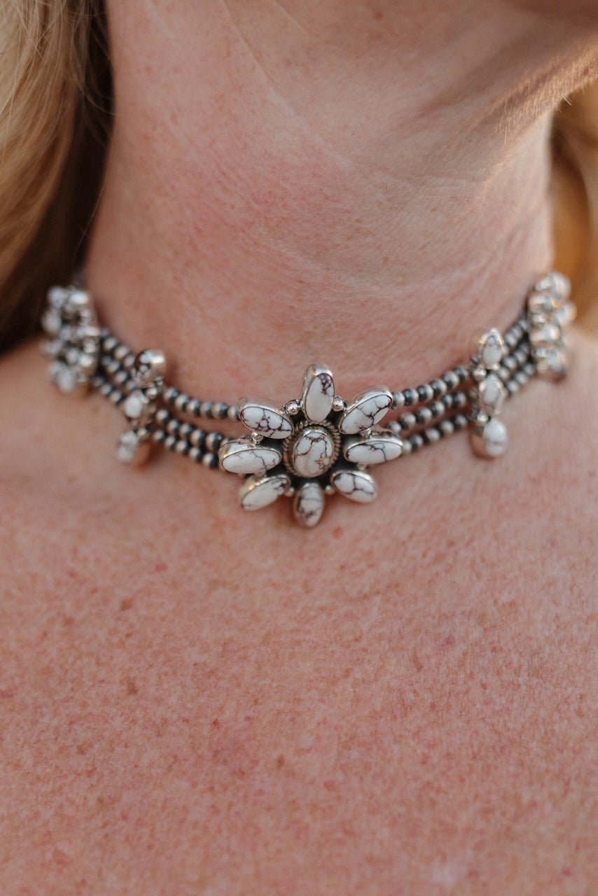 Desert Pearl Stone Choker-Squash Blossom Necklaces-Krush Kandy, Women's Online Fashion Boutique Located in Phoenix, Arizona (Scottsdale Area)