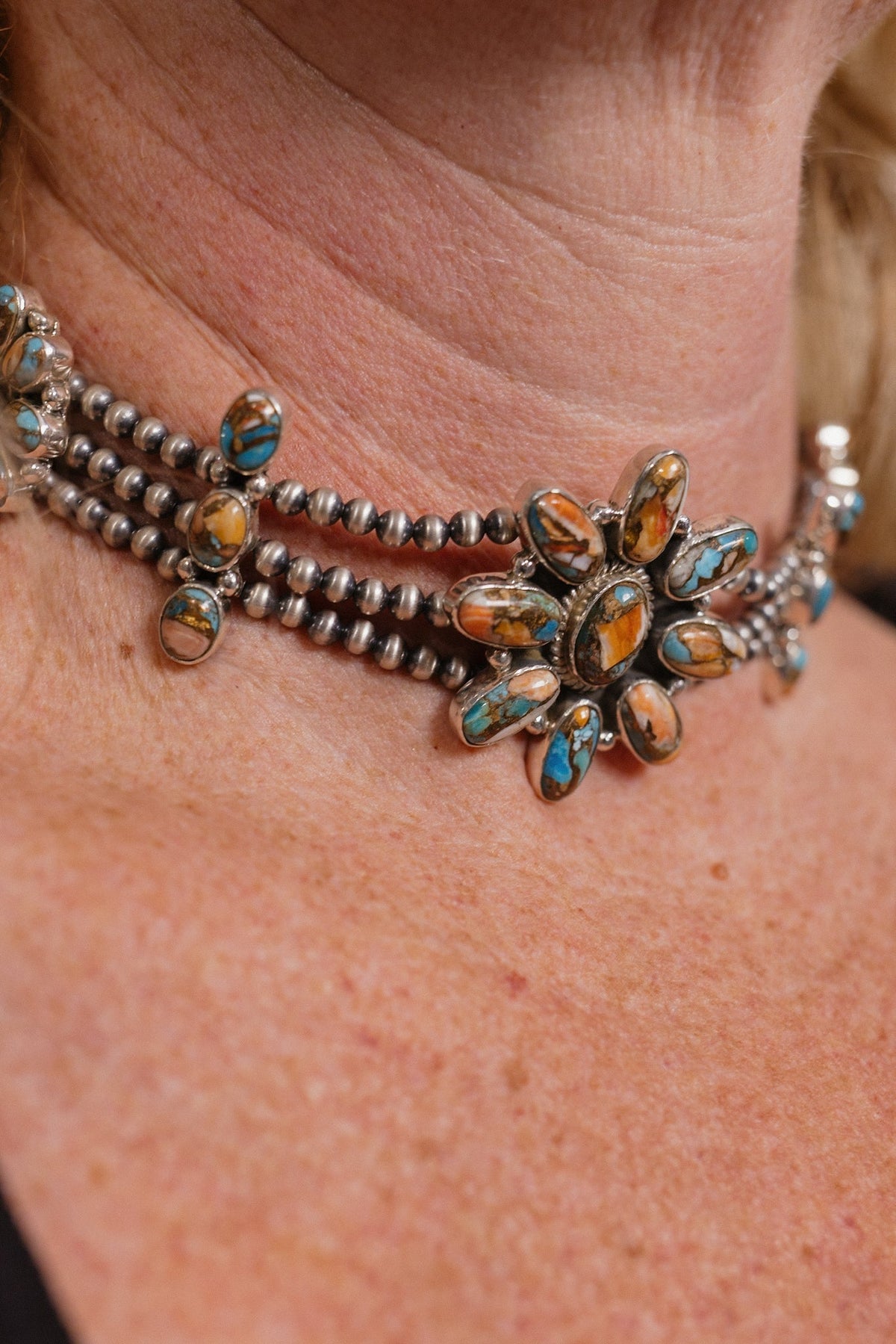 Desert Pearl Stone Choker-Squash Blossom Necklaces-Krush Kandy, Women's Online Fashion Boutique Located in Phoenix, Arizona (Scottsdale Area)