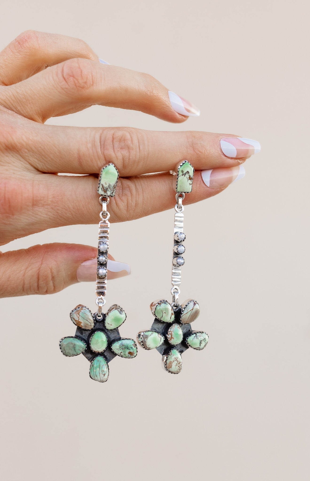 Soul Sister Flower Sterling Silver & Stone Earrings MADE TO ORDER-Drop Earrings-Krush Kandy, Women's Online Fashion Boutique Located in Phoenix, Arizona (Scottsdale Area)