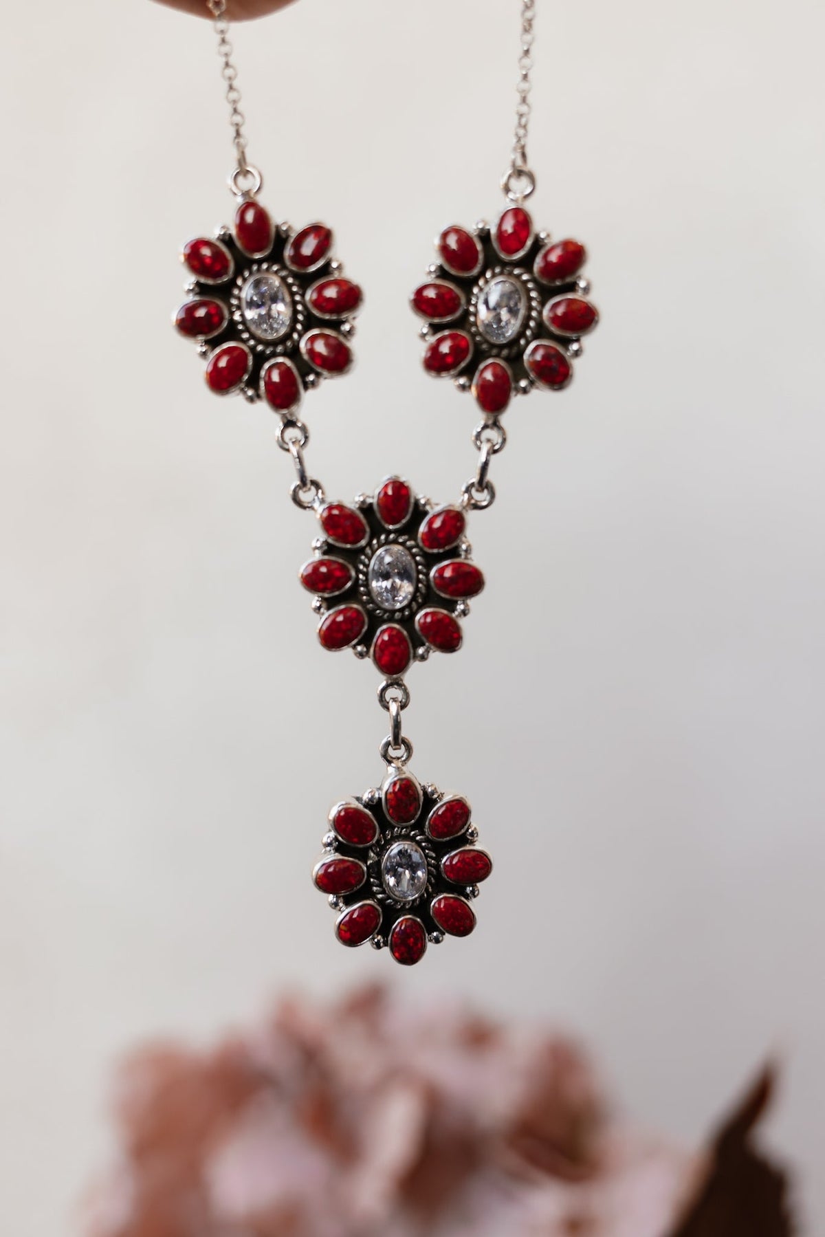 Lariat Blossom Stone Necklace-Lariat and Y Necklaces-Krush Kandy, Women's Online Fashion Boutique Located in Phoenix, Arizona (Scottsdale Area)