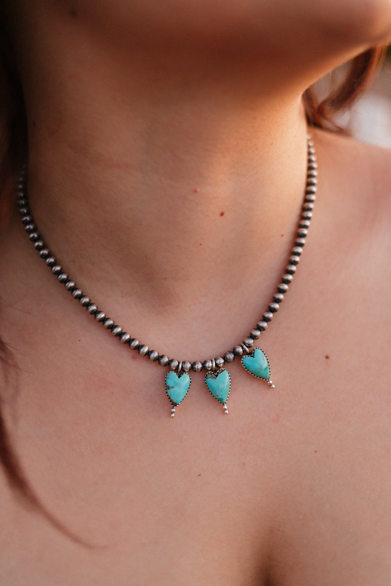 Heart Trio Desert Pearl Necklace-Necklaces-Krush Kandy, Women's Online Fashion Boutique Located in Phoenix, Arizona (Scottsdale Area)