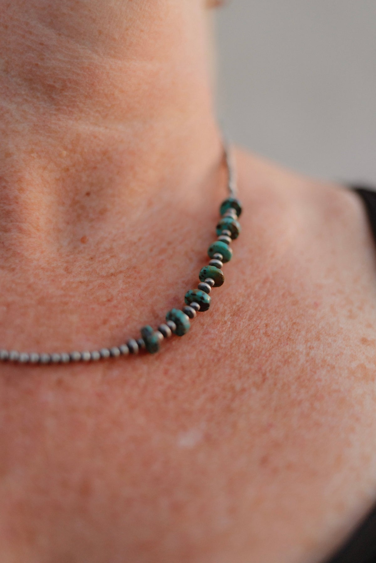 Turquoise Slab & Mini Desert Pearl Necklace-Lariat and Y Necklaces-Krush Kandy, Women's Online Fashion Boutique Located in Phoenix, Arizona (Scottsdale Area)