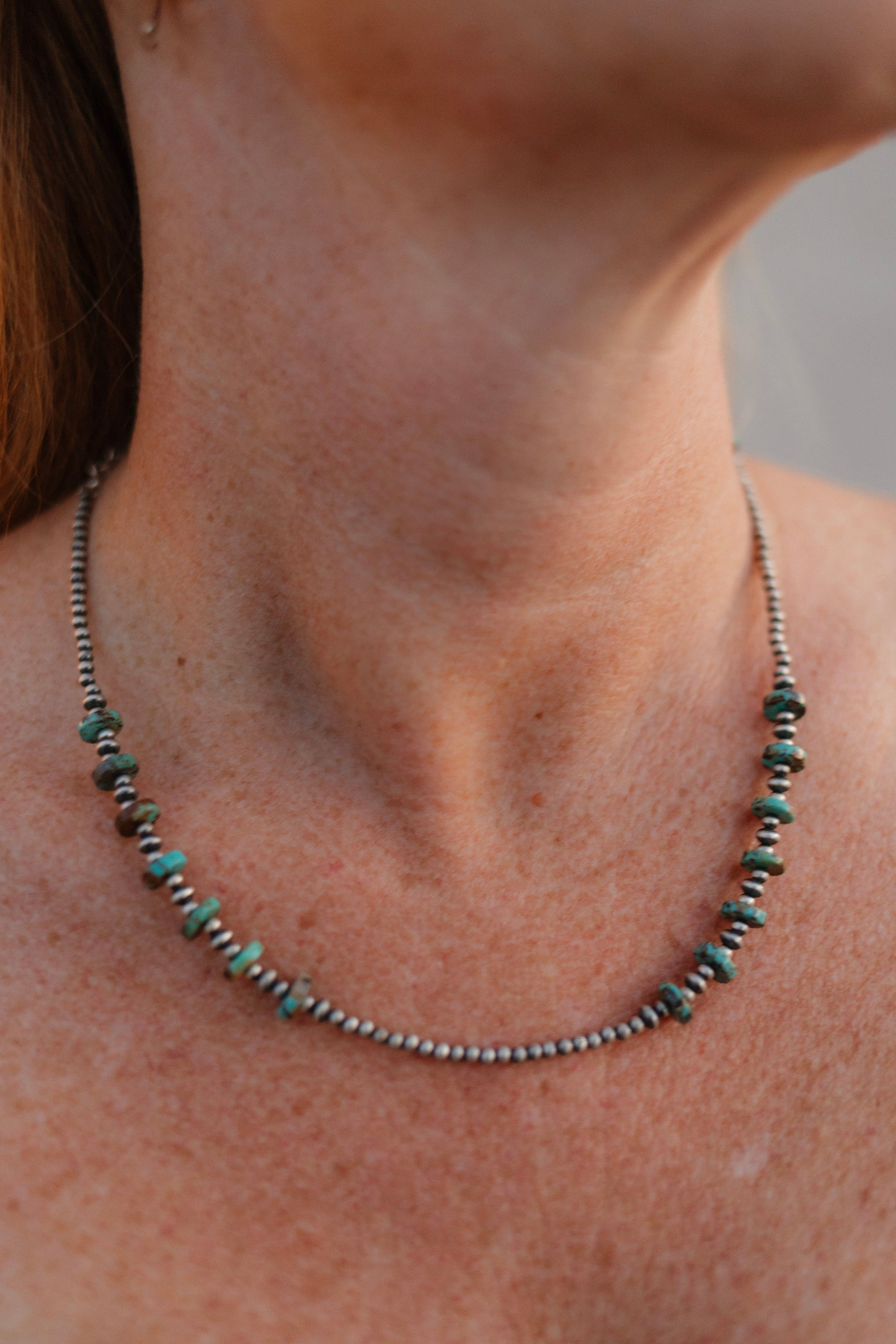 Turquoise Slab & Mini Desert Pearl Necklace-Lariat and Y Necklaces-Krush Kandy, Women's Online Fashion Boutique Located in Phoenix, Arizona (Scottsdale Area)