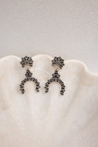 Sterling Silver & Stone Crowned Horseshoe Earrings-Drop Earrings-Krush Kandy, Women's Online Fashion Boutique Located in Phoenix, Arizona (Scottsdale Area)