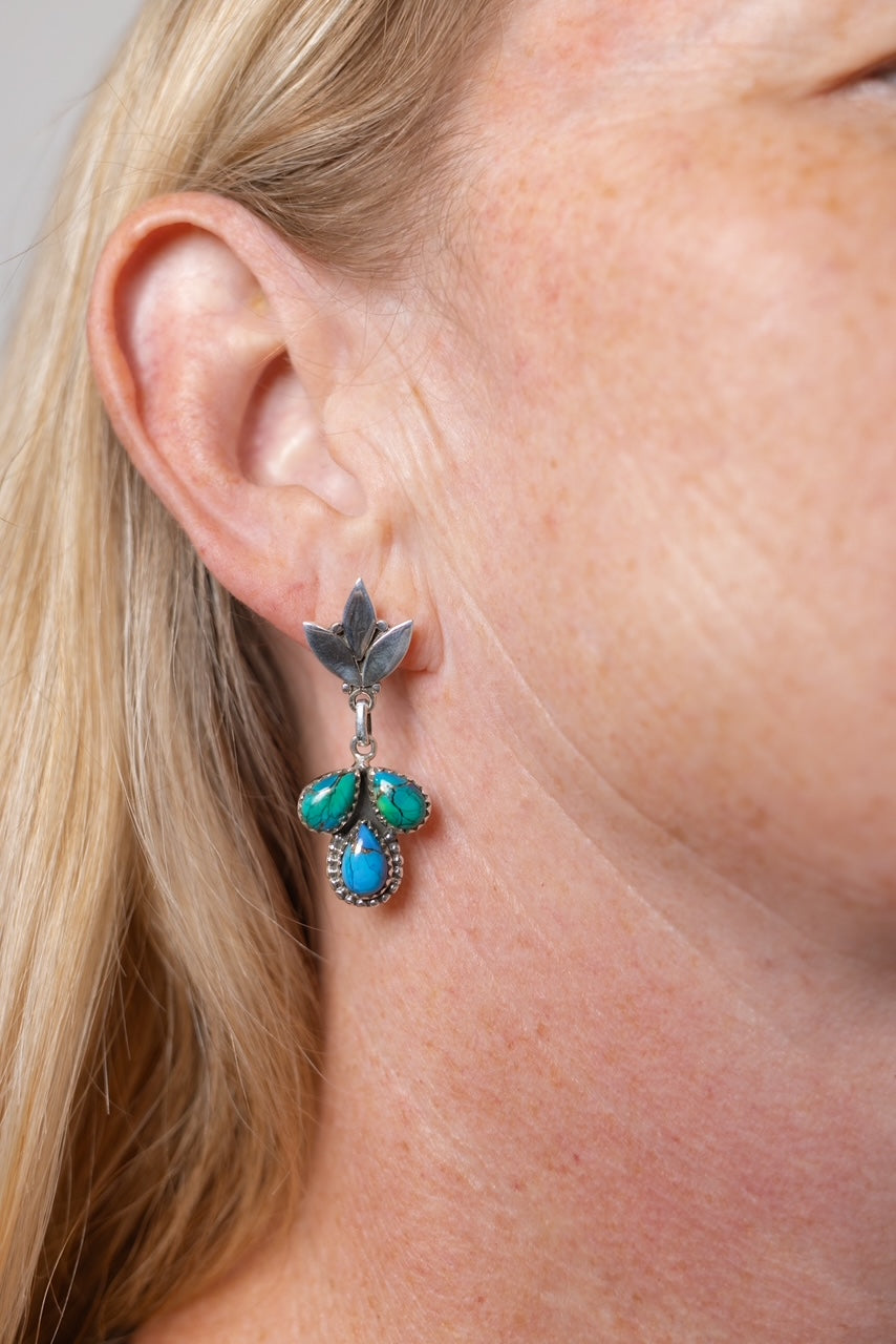 Vibrant Soul Peacock Dahlia Earrings-Earrings-Krush Kandy, Women's Online Fashion Boutique Located in Phoenix, Arizona (Scottsdale Area)