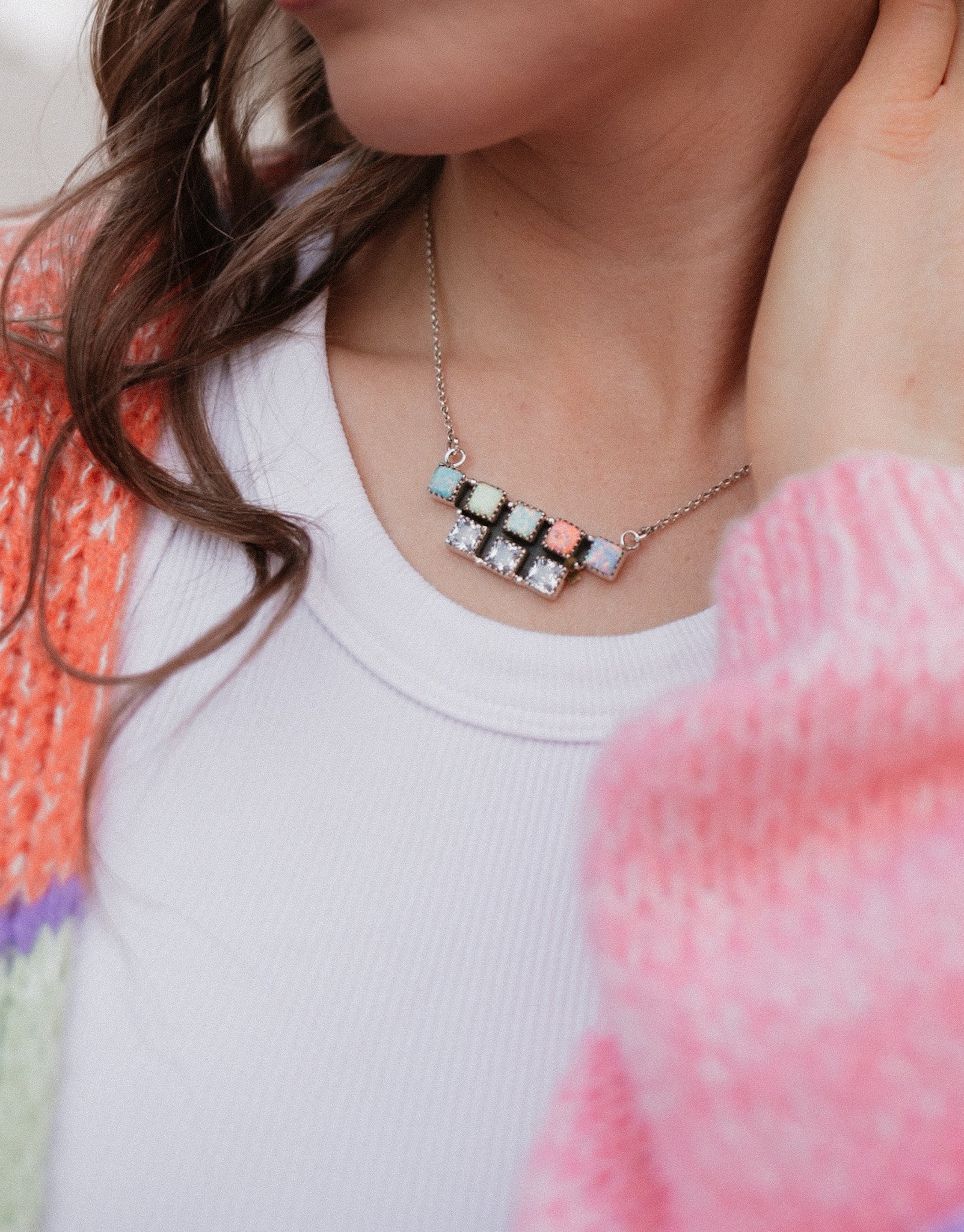 Multi Opal & Crystal Bar Set MADE TO ORDER-Chain Necklaces-Krush Kandy, Women's Online Fashion Boutique Located in Phoenix, Arizona (Scottsdale Area)