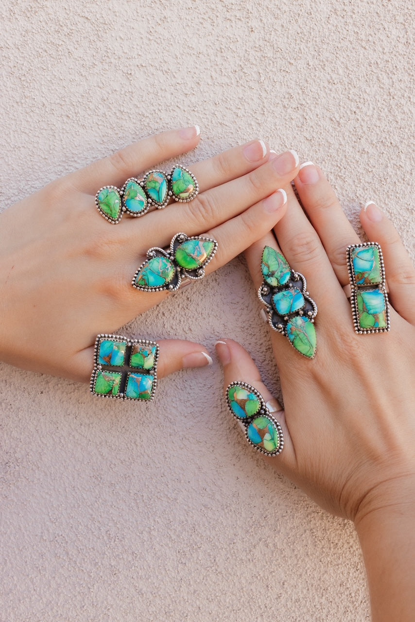 Peacock Cluster Rings-Rings-Krush Kandy, Women's Online Fashion Boutique Located in Phoenix, Arizona (Scottsdale Area)