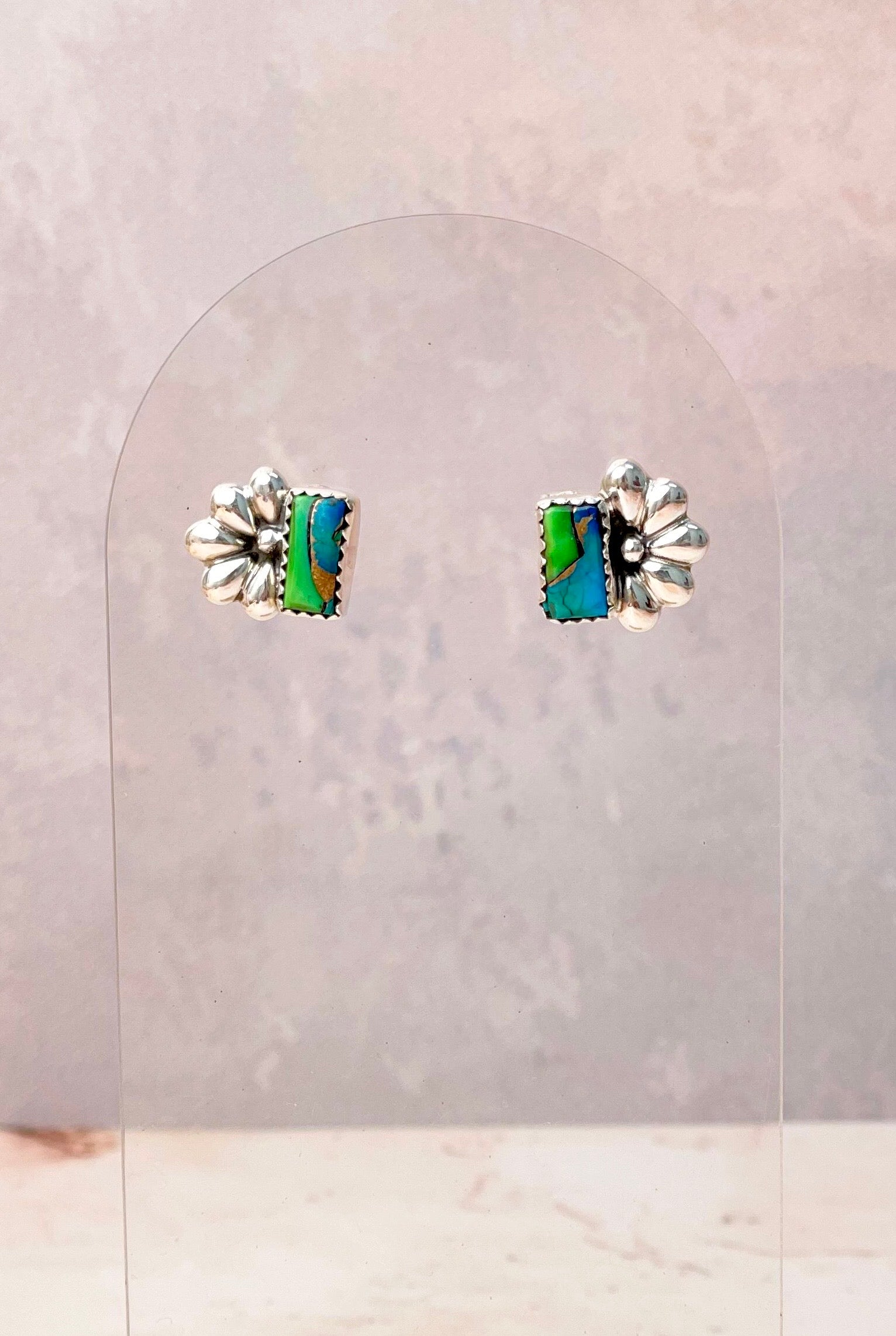 Peacock Dahlia Dainty Bar & Daisy Earrings-Earrings-Krush Kandy, Women's Online Fashion Boutique Located in Phoenix, Arizona (Scottsdale Area)