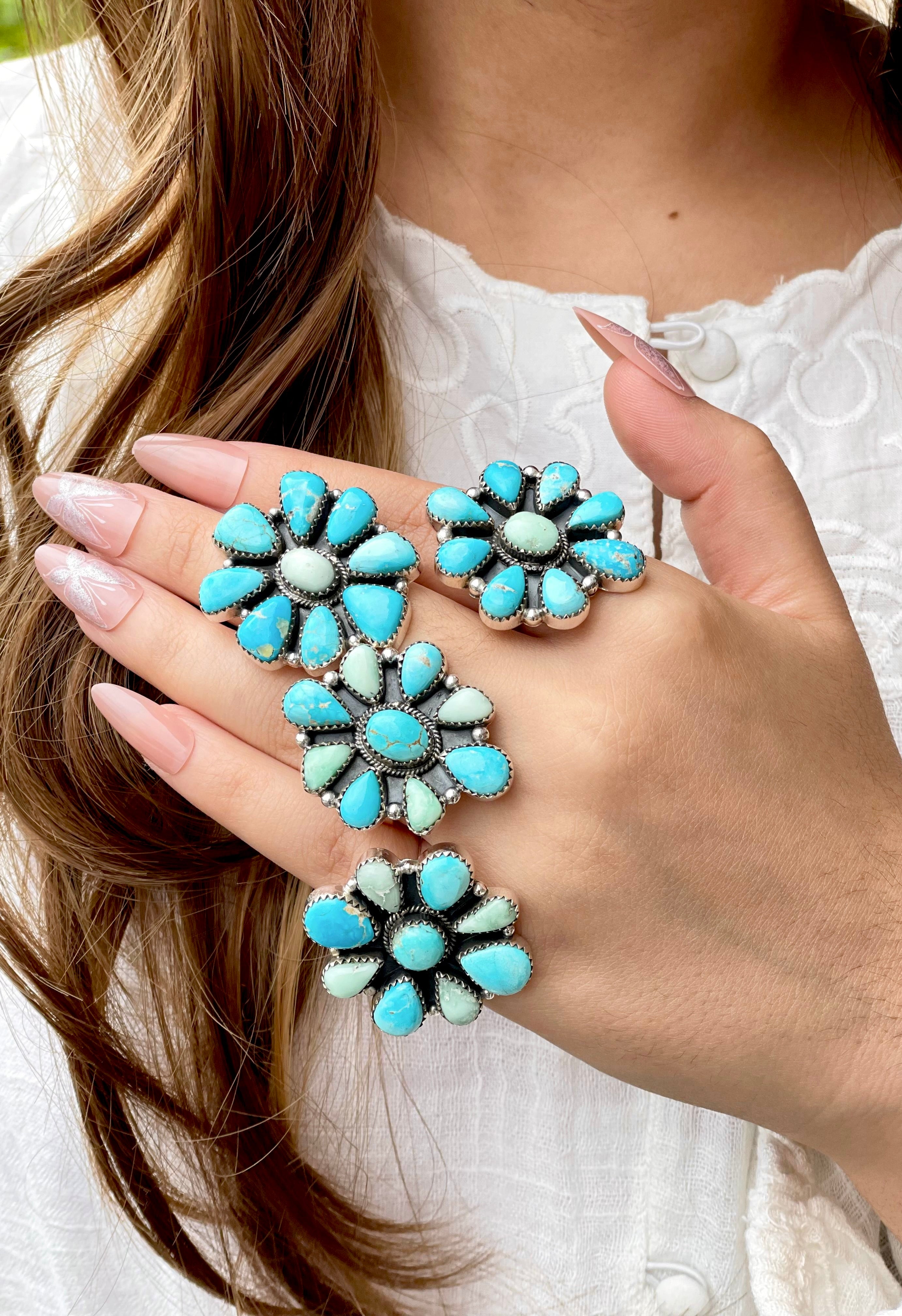 White Water Turquoise & Paloma Western Rings Bno. 10-Rings-Krush Kandy, Women's Online Fashion Boutique Located in Phoenix, Arizona (Scottsdale Area)