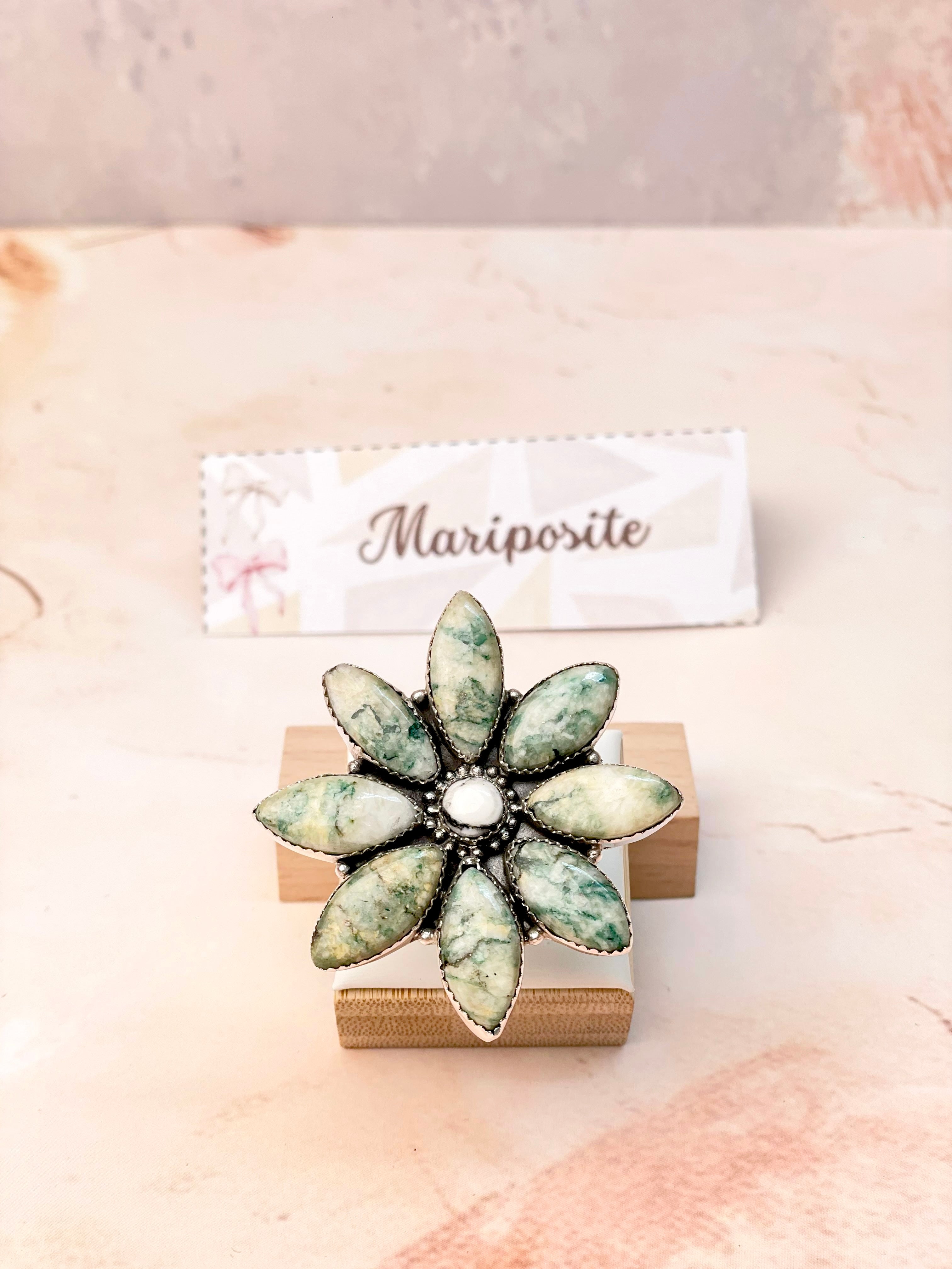 White Buffalo & Mariposite Blossom Ring-Ring Sizers-Krush Kandy, Women's Online Fashion Boutique Located in Phoenix, Arizona (Scottsdale Area)