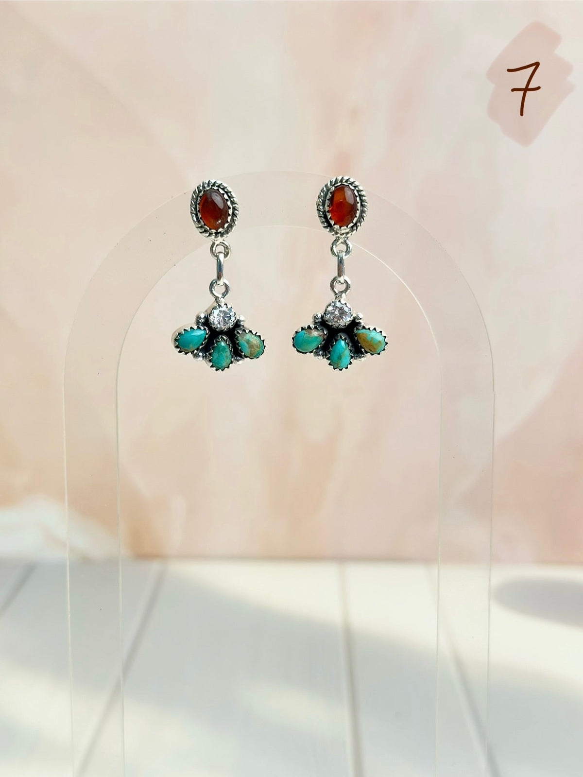Amber, Turquoise & Crystals Mixed Earrings-Earrings-Krush Kandy, Women's Online Fashion Boutique Located in Phoenix, Arizona (Scottsdale Area)