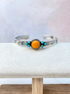 Rosarita Round Bar Turquoise Cuff-Bracelets-Krush Kandy, Women's Online Fashion Boutique Located in Phoenix, Arizona (Scottsdale Area)