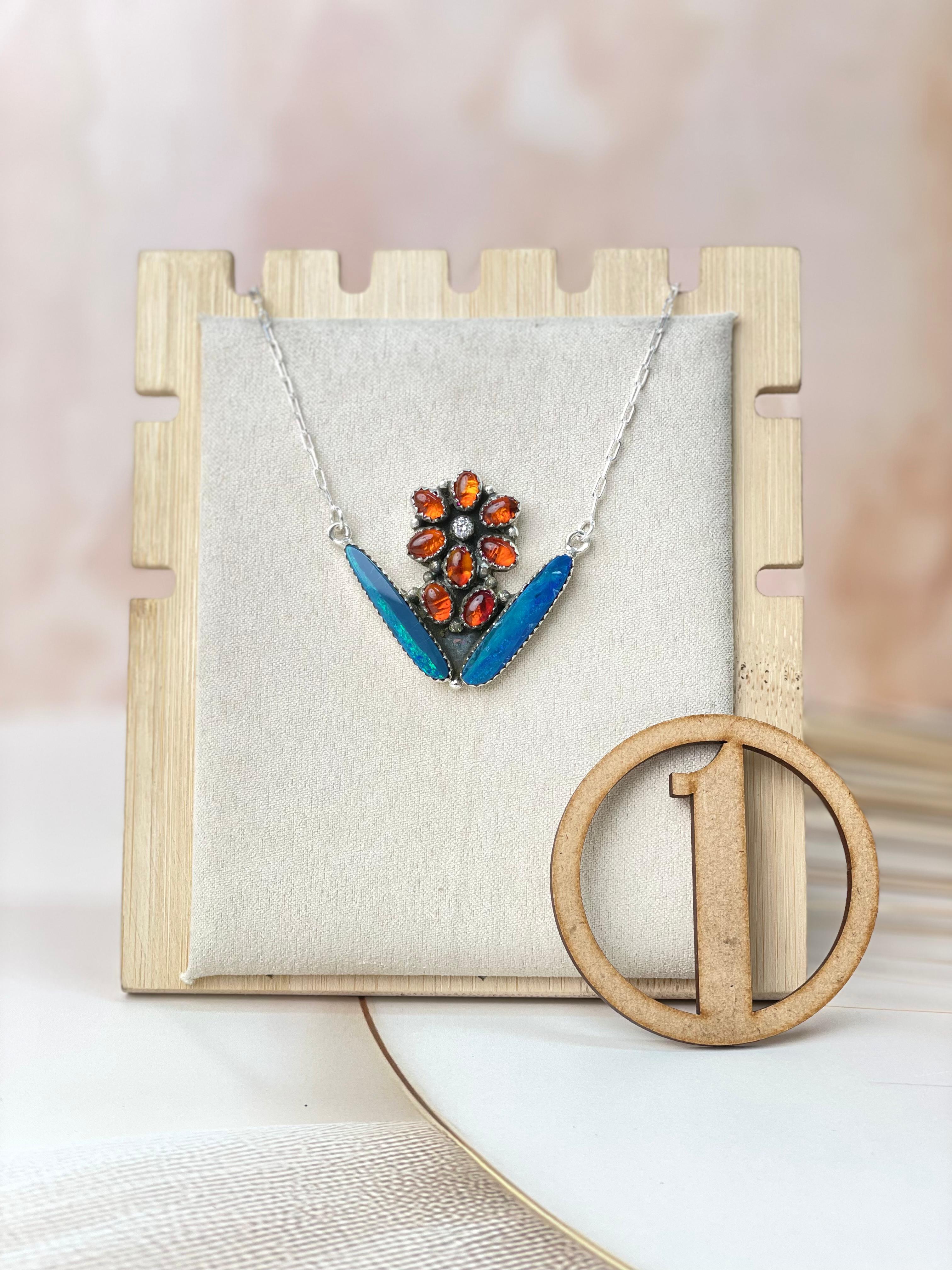 Australian Opal & Amber Necklace sno 53-Necklaces-Krush Kandy, Women's Online Fashion Boutique Located in Phoenix, Arizona (Scottsdale Area)