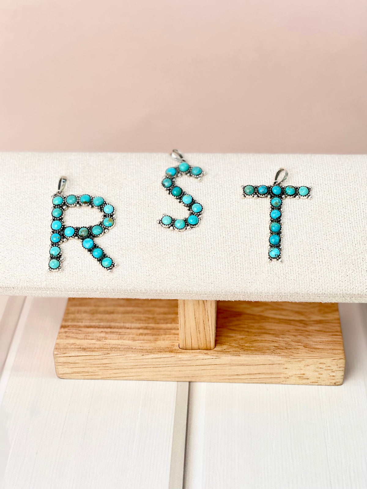 Turquoise Sterling Silver Personalized Initial Pendant-Pendant Necklaces-Krush Kandy, Women's Online Fashion Boutique Located in Phoenix, Arizona (Scottsdale Area)